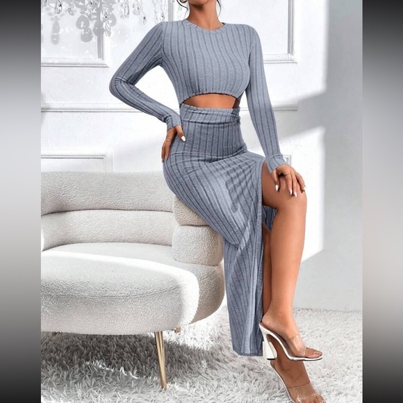 Blue Winter Cut Out Dress - Picture 3 of 4